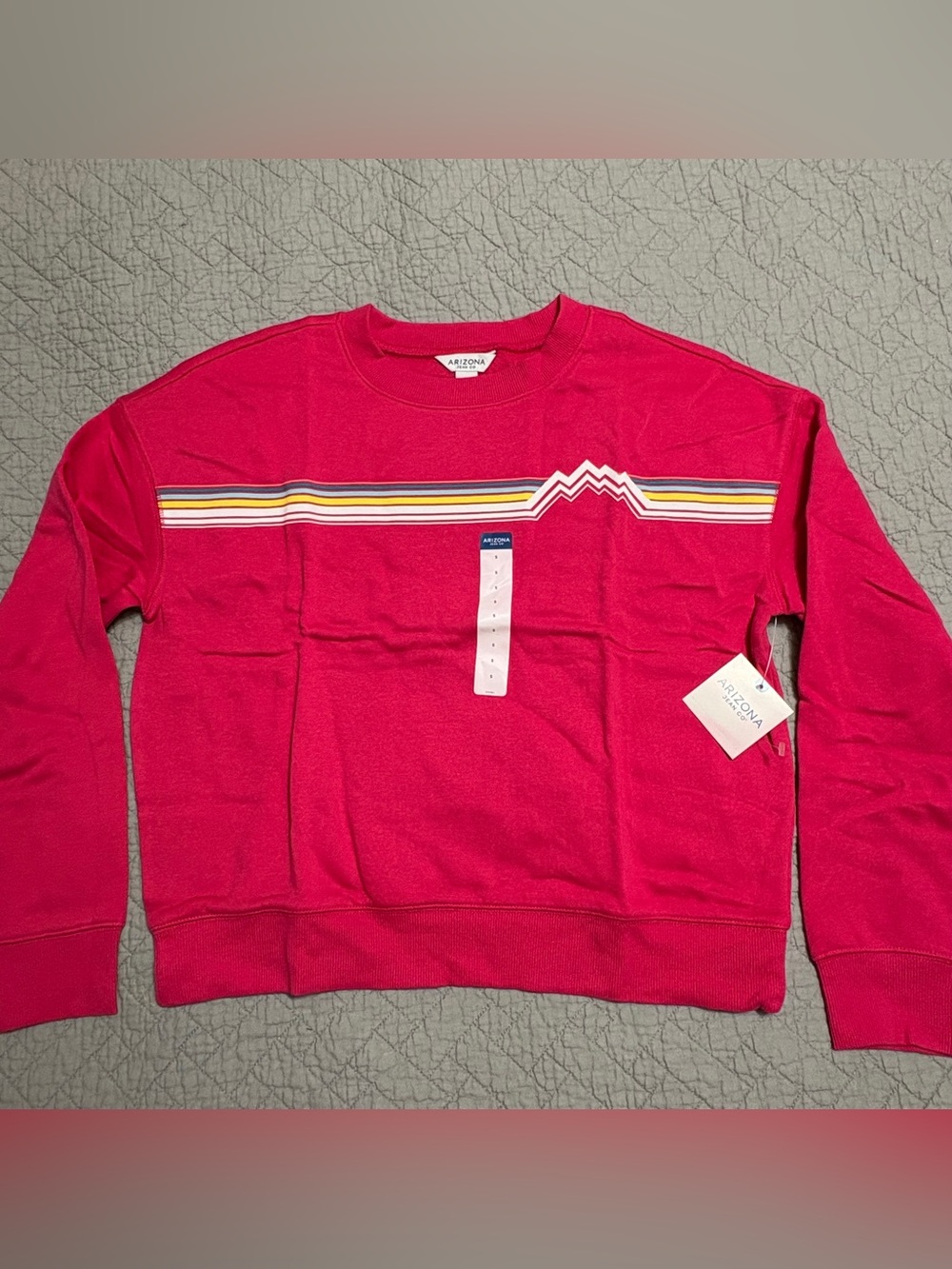 90s Style Retro Flashback Crewneck Sweatshirt Pink Striped Arizona Jean small